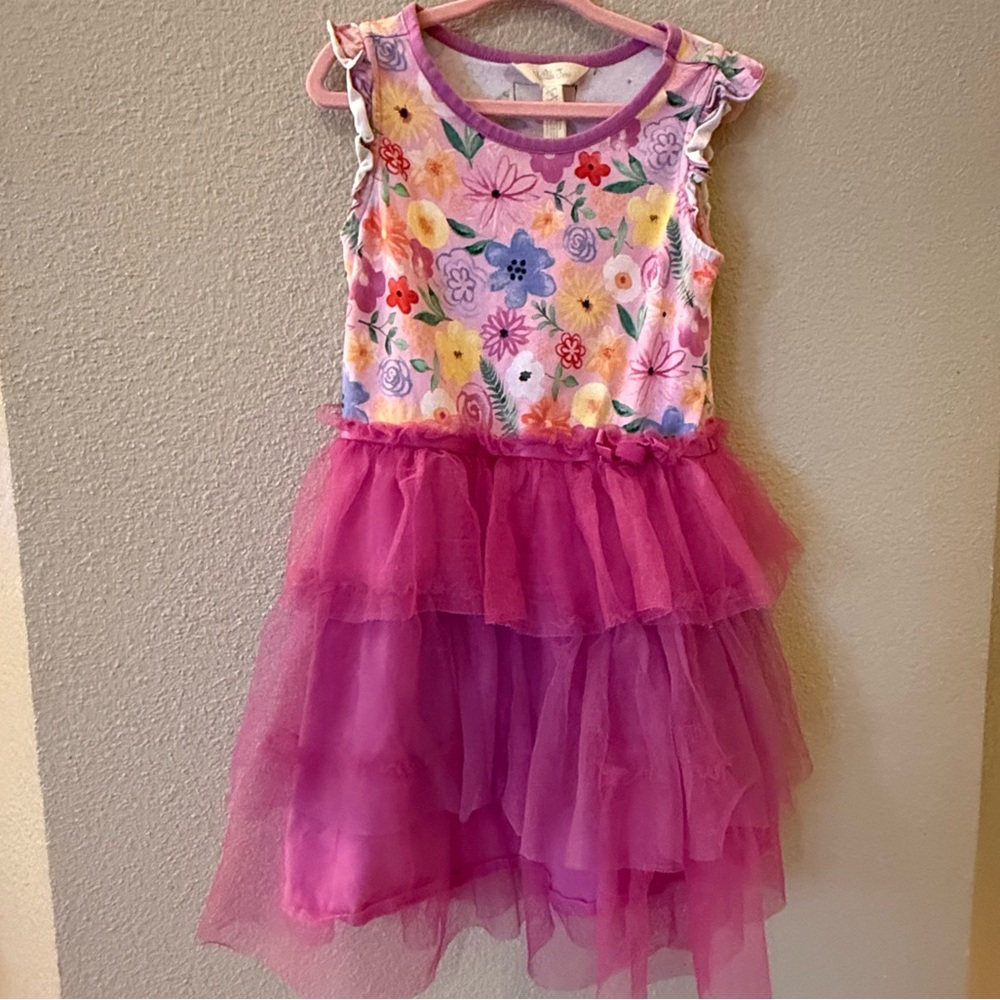 Matilda Jane size 6 Floral Dress with Pink Tulle Skirt